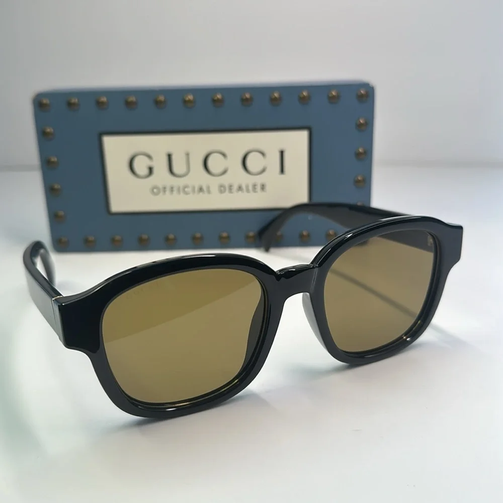 GUCCI GG1140SK-003 Unisex Classic Designer Sunglasses in Black & Gold/Brown 54mm